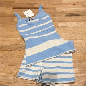 De Rococo Blue and White Striped Tank and Shorts Set